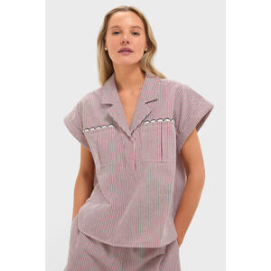 TUCKERNUCK Red and Blue Stripe Scottie Shirt Size S NWT Retail $128 Tuckernuck